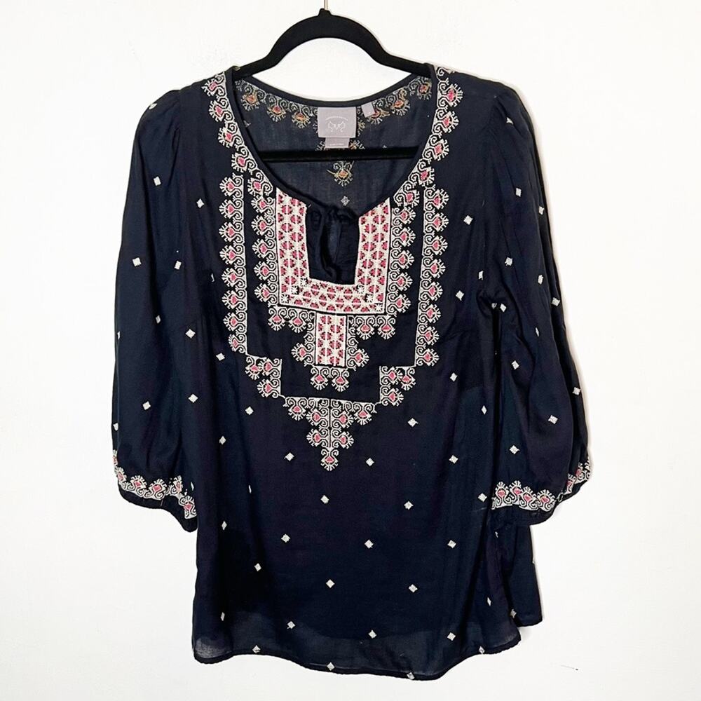 SZ M Anthropologie Vanessa Virginia Boho Peasant Top